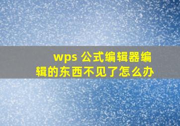 wps 公式编辑器编辑的东西不见了怎么办